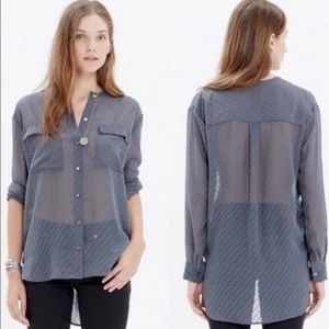 Madewell Ice Leaf Sheer Button Down Gray Shirt